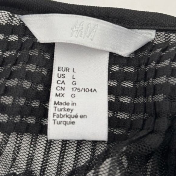 Y2K H & M Large Midi Striped Sheer Mesh BodyCon Festival Avant-Garde Gothic Glam - Picture 3 of 12